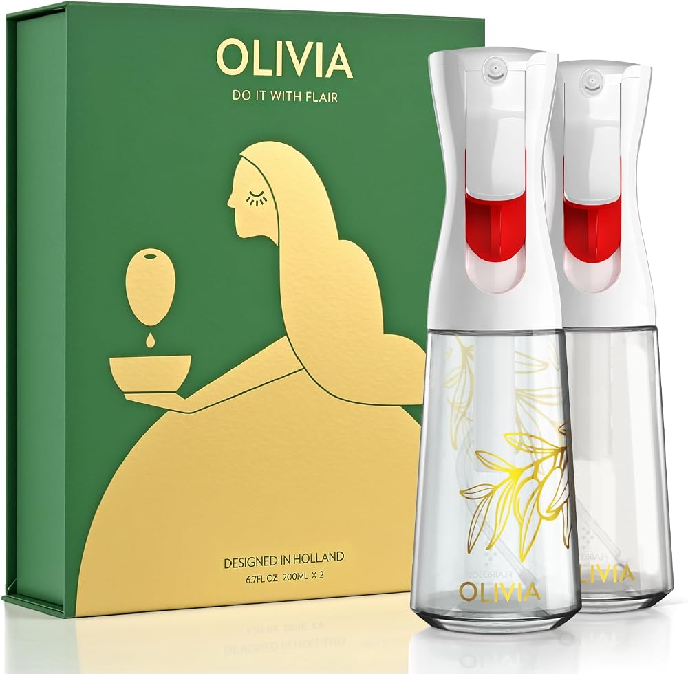 Flairosol OLIVIA Signature Oil Sprayer 200 ml — 2-Pack, White